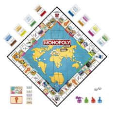 Monopoly Monopoly Cestovanie po svete, stolová hra pre 8-ročné deti, s podložkami na písanie a tabuľou so suchou pastelkou