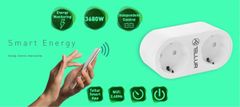 Tellur WiFi Smart AC Dual Plug, Duálna zásuvka, 16A, 3680W