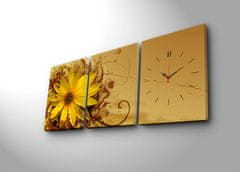 Wallity 3 dielne dekoratívne nástenné hodiny Klota žlto-hnedé