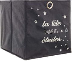 Home DECO Factory Látkový úložný box čierny s hviezdičkami 30x30x30 cm