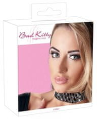 Bad Kitty Collar / dámsky kožený náhrdelník zdobený kamienkami