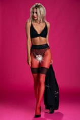 AMOUR Diva Red-Black 30DEN / pančuchové nohavice s otvoreným rozkrokom - L/XL