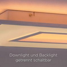 PAUL NEUHAUS LEUCHTEN DIREKT aj s JUST LIGHT LED stropné svietidlo hranaté v bielej s rafinovaným výrezom a možnosťou zmeny farieb RGB plus 3000-5000K