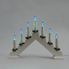 Exihand Adventný svietnik 2262-210 drevený biely, 7x34V/0,2W LED Filament modrý