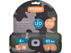 Extol Light Čiapka maskáčová s čelovým svetlom, LED 4x45lm, 300mAh Li-ion, nabíjanie cez USB, EXTOL LIGHT
