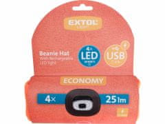 Extol Light Čiapka oranžová s čelovým svetlom, LED 4x25lm, 250mAh Li-ion, nabíjanie cez USB, EXTOL LIGHT