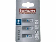 Fortum Bit krížový 3ks, PZ 2x25mm, S2, FORTUM