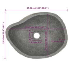 Petromila vidaXL Umývadlo, riečny kameň, oválne 37-46 cm