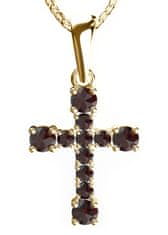 A-B A-B Pozlátený strieborný kríž s rozptylom prírodného českého granátu jw-AUVG1026Au pozlátené striebro 925/1000