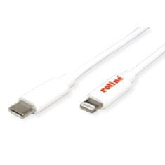 ROLINE Kábel USB 3.1 Typ C CM "Lightning" pre Apple, 1m, High Speed, biely s MFI cert.