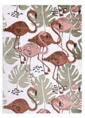 Dywany Łuszczów Detský kusový koberec Fun Flami Flamingos cream 80x150