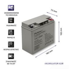 Qoltec Batéria AGM | 12V | 20Ah | max. 300A