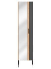COMAD Kúpeľňová skrinka so zrkadlom vysoká Madera 803 1D dub artisan/grafit