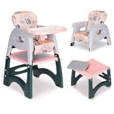 EcoToys Detská jedálenská stolička 2v1 šedivo-ružová