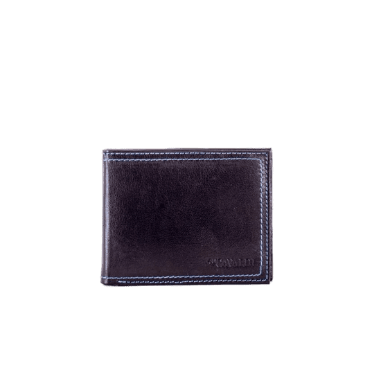 Cavaldi Pánska čierna kožená peňaženka s elegantným modrým lemovaním CE-PR-N-7-GAL.24_281615 Univerzalne