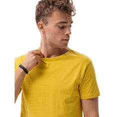 OMBRE Jednofarebné pánske tričko HARRIE žlté MDN19629 XXL