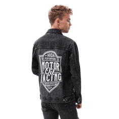 OMBRE Pánska bunda jeansová XAVI čierna/biela MDN23931 L