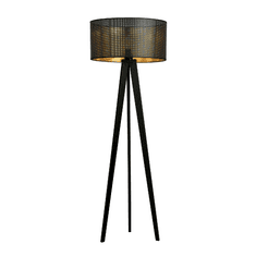 shumee ASTON LP1 BLACK/GOLD 1148/LP1 drevená stojaca lampa veľké originálne tienidlo