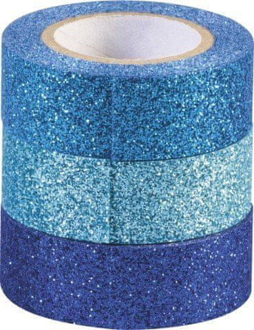 KNORR Dekoračná lepiaca páska glitter - modrá 3 ks
