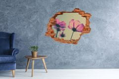 Wallmuralia.sk 14D diera na stenu Ružové kvety 120x93 cm