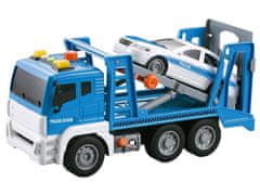 Lean-toys Modrý asistenčný kamión Policajné auto Zvuky Svetlá 1:16