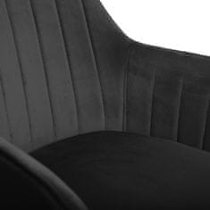 Homla TEILL velúrové otočné kreslo čierne 55x54,5x80-90cm