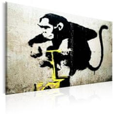 Artgeist Obraz - Banksyho opičí detonátor 90x60 obraz na plátne s dreveným rámom
