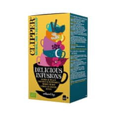 Clipper Britský výber piatich BIO Fair Trade čajov a nálevov "Delicious Infusions | Snore & Peace / Liquorice & Peppermint / Berry Burst / Lemon & Ginger / Detox" 40g (5x4x2g) Clipper