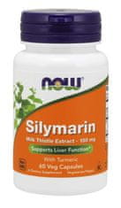 NOW Foods Silymarin with Turmeric (extrakt z pestreca s kurkumou), 150 mg, 60 rastlinných kapsúl