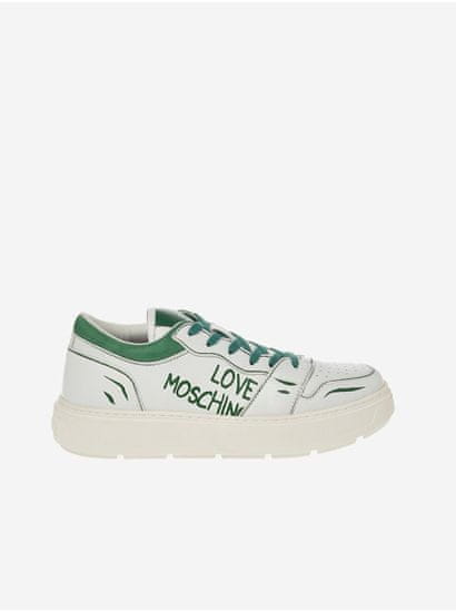 Love Moschino Zeleno-biele dámske kožené tenisky Love Moschino