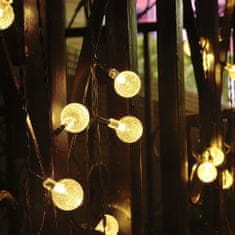 Polux Solárne záhradné svietidlo LED Girlanda DEKORATÍVNA 30 kuliček LED světelný řetěz 5m