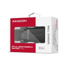AXAGON ACU-PQ30 Síl nabíjačka do siete 30W, 2x port (USB-A + USB-C), PD3.0/PPS/QC4+/SFC/AFC/Apple