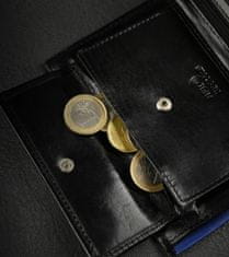 RONALDO Priestranná, vertikálna pánska peňaženka vyrobená z lesklej prírodnej kože