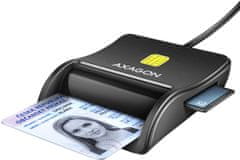 AXAGON CRE-SM3SD, USB-A FlatReader 4-slot čítačka Smart card (eObčanka) + SD/microSD/SIM, kábel 1.3 m