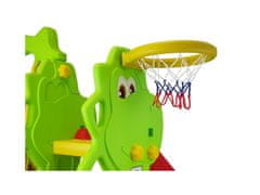 Mamido Detská hojdačka + šmýkačka + basketbalový kôš 3v1 dinosaurus