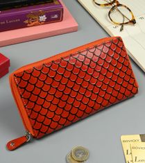 Inny Dámska peňaženka typu peračník so zdobenou textúrou, prírodná koža