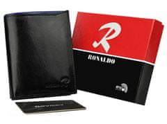RONALDO Skladacia, vertikálna pánska peňaženka z lesklej prírodnej kože