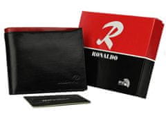RONALDO Skladacia, horizontálna pánska peňaženka z lesklej prírodnej kože