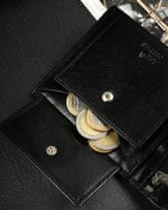 RONALDO Skladacia, horizontálna pánska peňaženka z lesklej prírodnej kože