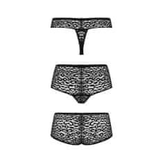 PantyRebel Underneath Lexi Panties Set 3ks (Black), komplet nohavičiek s gepardím vzorom L/XL