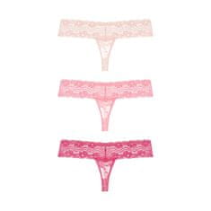 PantyRebel Underneath Rose Thongs Set 3ks (Pink), komplet tangá s kvetinovým vzorom L/XL