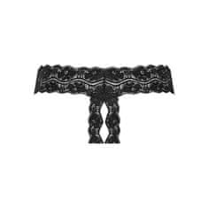 PantyRebel Underneath Kyra Crotchless Thong (Black), čipkované tangá s otvoreným rozkrokom S/M