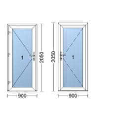 TROCAL Plastové dvere | 90 x 205 cm (900 x 2050 mm) | biele | presklenné | ľavé
