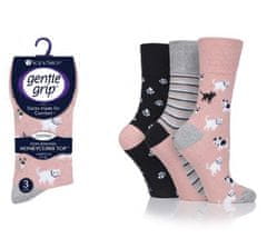 Gentle Grip Dámske módne 3 páry ponožiek Gentle Grip FUN PETS voľný lem bez gumičiek