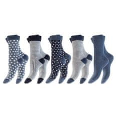 Footstar Dámskych 5 párov bavlnených ponožiek Srdiečka, bodky, pruhy Farba: Ružová, Veľkosť: 35-38