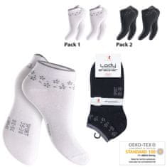 Footstar Dámske 4 páry členkových ponožiek Čierno Biele kvety v leme Farba: Biela, Veľkosť: 39-42