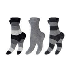 Footstar Dámske 3 páry bavlnených ponožiek Tmavé farebné prúžky Farba: Šedá, Veľkosť: 35-38