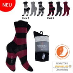 Footstar Dámske 3 páry bavlnených ponožiek Tmavé farebné prúžky Farba: Šedá, Veľkosť: 35-38