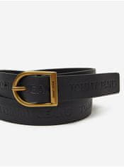 Tommy Jeans Čierny dámsky kožený opasok Tommy Jeans Logo Fashion Belt 80
