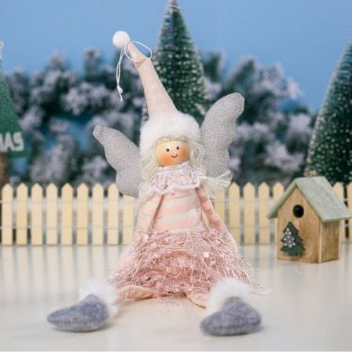 eCa  ASN03 Vianočné dekorácie Anjel 38 cm ružový